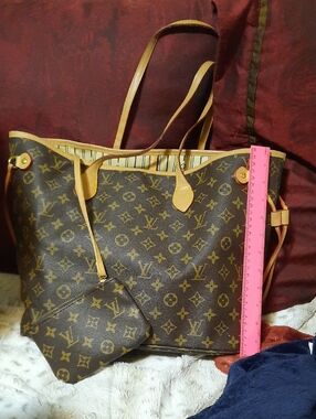 Designer Inspired 2PC HUGE 2TONE Print Tote Bag & Accesory Clutch Gold Accents